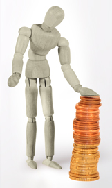 Kosten - Puppe mit Münzen